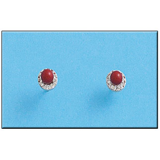 [AG1204] PENDIENTES PLATA 925MM PERLA ROJA