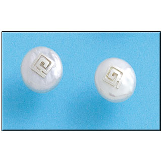 [AG1212] PENDIENTE GRECA PERLA COIN PLATA 925MM