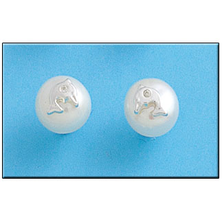 [AG1218] PENDIENTE PLATA 925MM DELFIN PERLA