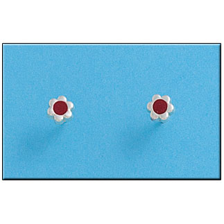 PENDIENTE PLATA 925MM FLOR ROJO
