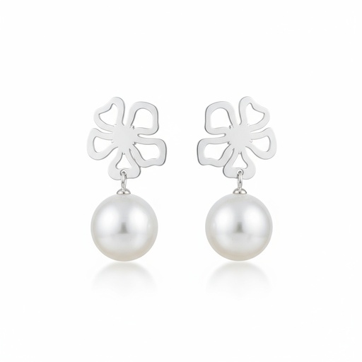 [AG1277] PENDIENTE PLATA 925MM FLOR PERLA