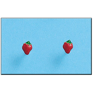 [AG1289] PENDIENTE PLATA 925MM FRESA ESMALTADA