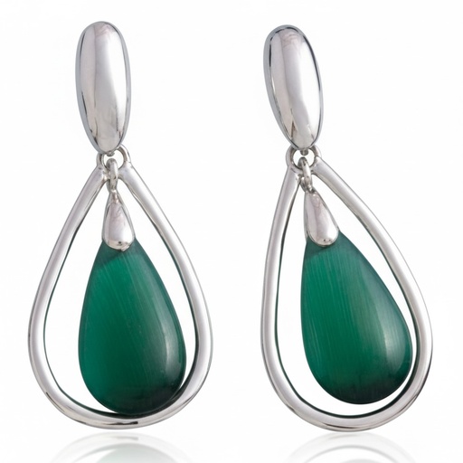 [AG1413] PENDIENTES PLATA 925MM OJO DE GATO VERDE