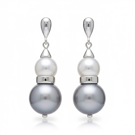 [AG1414] PENDIENTES PERLA GRIS/BLANCA PLATA 925MM