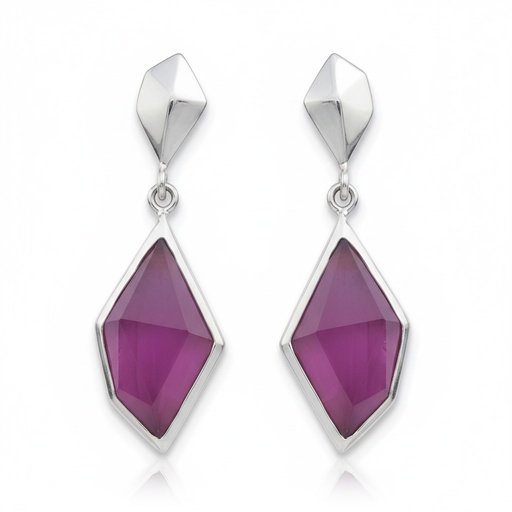 [AG1418] PENDIENTES PLATA 925MM OJO DE GATO FUCSIA