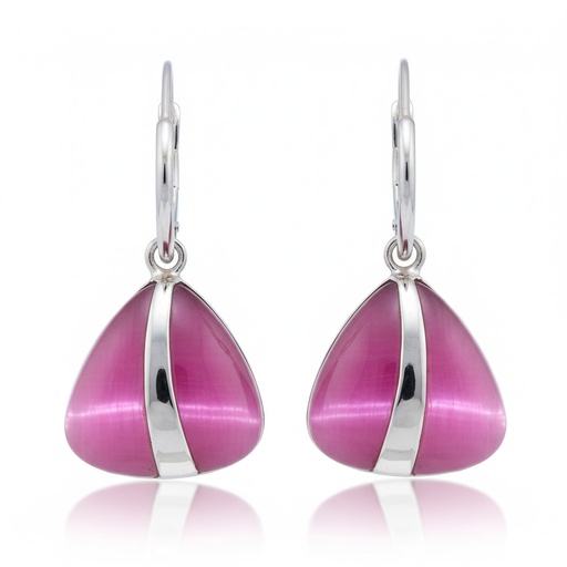 [AG1427] PENDIENTES PLATA 925MM OJO DE GATO FUCSIA