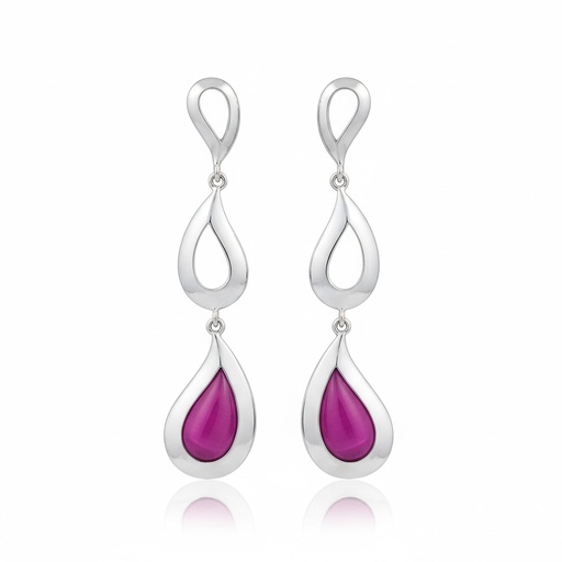 [AG1430] PENDIENTES PLATA 925MM OJO DE GATO FUCSIA