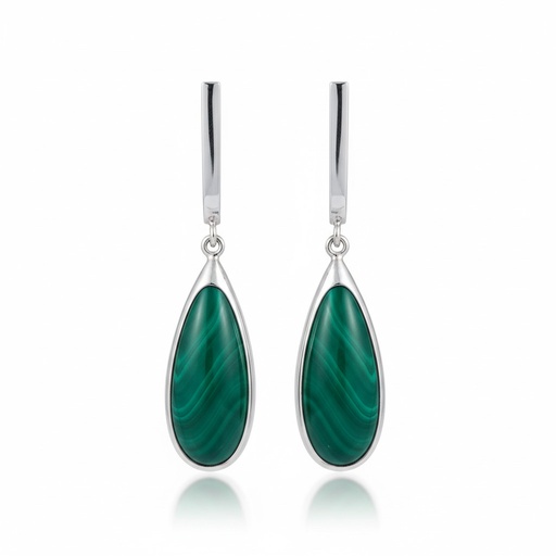 [AG1431] PENDIENTES PLATA 925MM RESINA VERDE