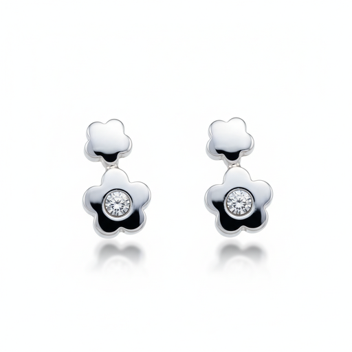 [AG1450] PENDIENTES PLATA 925MM FLOR CIRCONITAS