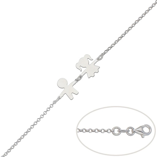 [AG166] PULSERA PLATA 925MM NIÑO + NIÑA