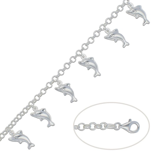 [AG191] PULSERA PLATA 925MM DELFINES