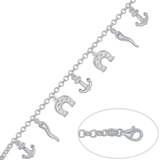 [AG193] PULSERA PLATA 925MM DE LA SUERTE