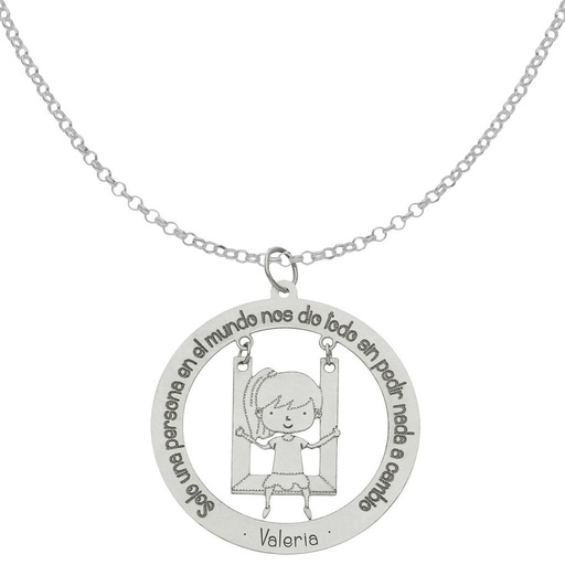 [AG2051] GARGANTILLA PLATA 925MM FRASE + NIÑA - 28MM