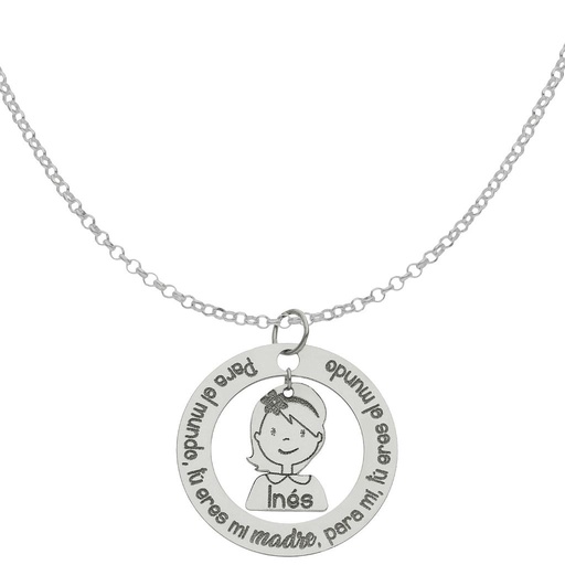 [AG2066] GARGANTILLA PLATA 925MM FRASE + NIÑA - 23MM