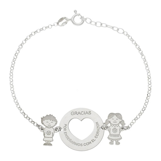 [AG236] PULSERA PLATA 925MM CORAZON + NIÑOS