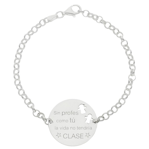 [AG238] PULSERA PLATA 925MM PROFE + FRASE - 25MM