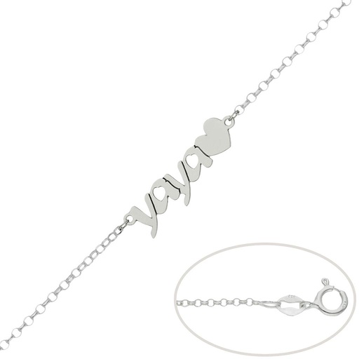 [AG254] PULSERA PLATA 925MM YAYA + CORAZON