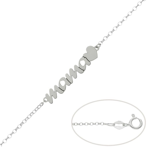 [AG256] PULSERA PLATA 925MM MAMA + CORAZON