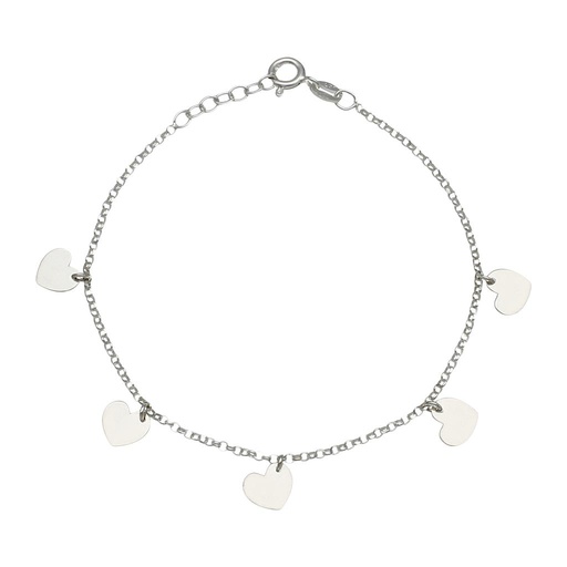 [AG261] PULSERA PLATA 925MM MINI CHARMS CORAZONES
