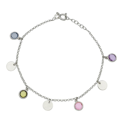 [AG268] PULSERA PLATA 925MM CIRCULOS + PIEDRAS