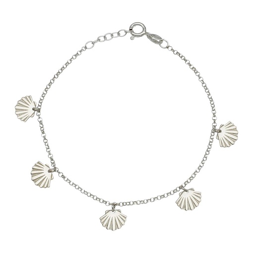 [AG277] TOBILLERA PLATA 925MM MINI CHARMS CONCHAS