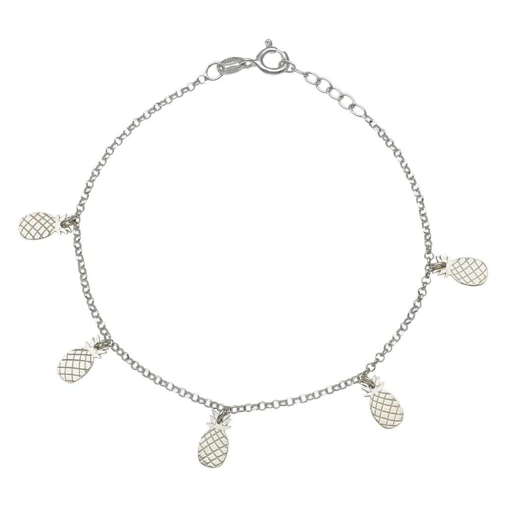 TOBILLERA PLATA 925MM MINI CHARMS PIÑAS