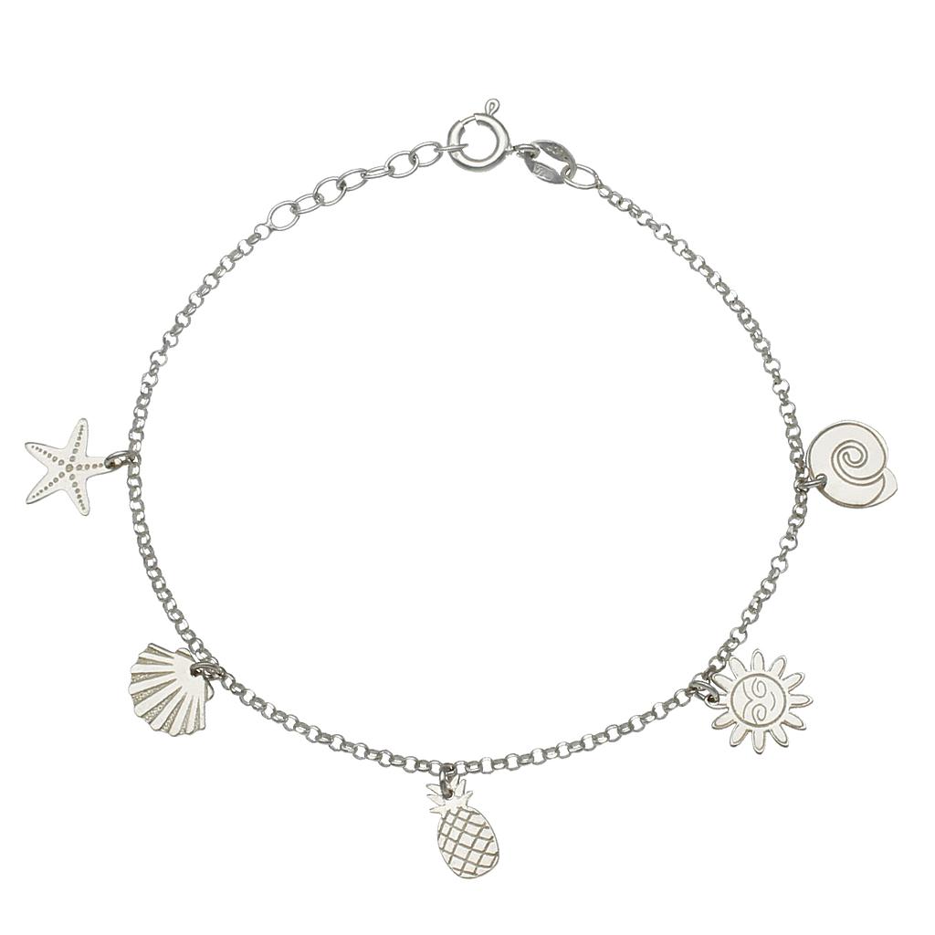TOBILLERA PLATA 925MM MINI CHARMS MIX