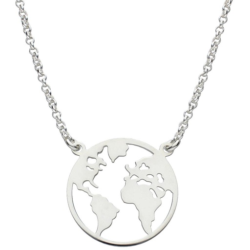 [AG366] GARGANTILLA PLATA 925MM MUNDO - 22MM