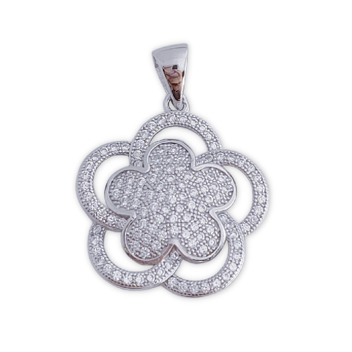 [AG5029G] COLGANTE PLATA 925MM FLOR CIRCONITAS