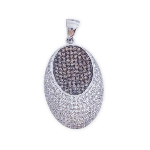 [AG5035G] COLGANTE PLATA 925MM CIRCONITAS MARRONES