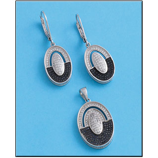 [AG5039P] PENDIENTES PLATA 925MM CIRCONITAS NEGRAS