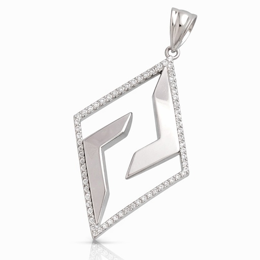 [AG507] COLGANTE PLATA 925MM ROMBO CIRCONITAS