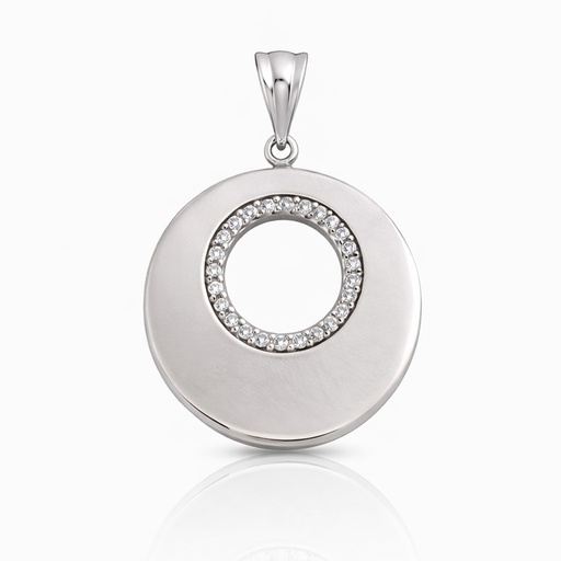 [AG518] COLGANTE PLATA 925MM CIRCULO CIRCONITAS