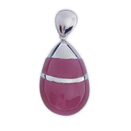 [AG547] COLGANTE PLATA 925MM OJO DE GATO FUCSIA