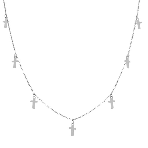 [AG634] GARGANTILLA PLATA 925MM CHARMS CRUCES