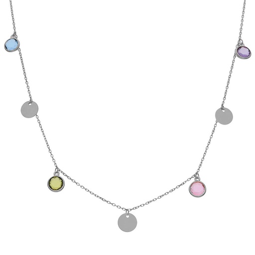 [AG638] GARGANTILLA PLATA 925MM CIRCULOS + PIEDRAS