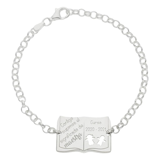 [AG293] PULSERA PLATA 925MM LIBRO PROFE