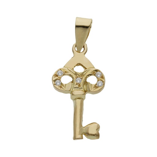 [G1048] COLGANTE ORO 18KL LLAVE CIRCONITAS - 10x19MM