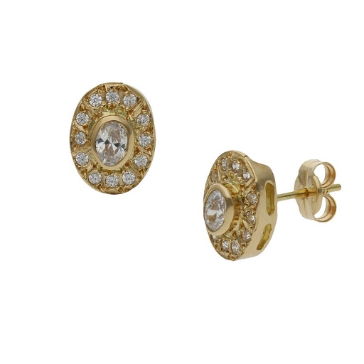 [P1395] PENDIENTES ORO 18KL OVAL CIRCONITAS - 8x10MM
