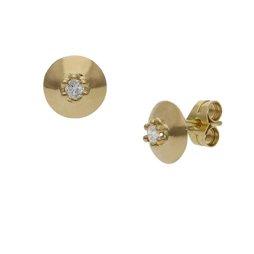 [P1383] PENDIENTES ORO 18KL REDONDOS CIRCONITAS - 8MM