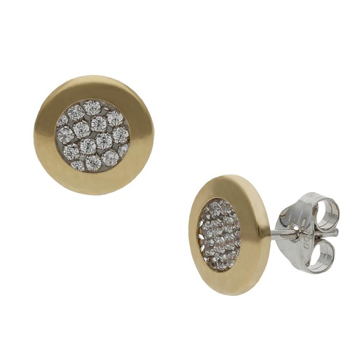 PENDIENTES ORO 18KL BICOLOR REDONDOS - 8MM