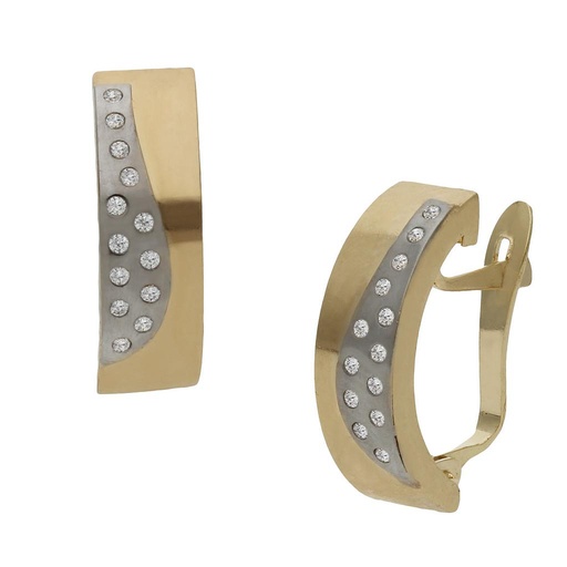 [P1453] PENDIENTES ORO 18KL BICOLOR CIRCONITAS - 5x16mm