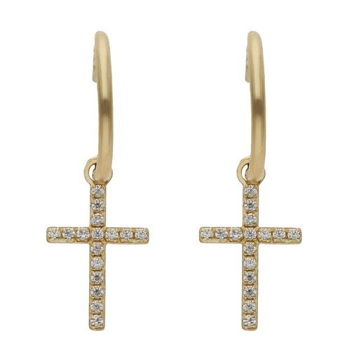 [P1440] AROS ORO 18KL CRUZ CIRCONITAS - 5.50MM