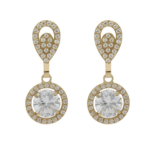 [P1461] PENDIENTES ORO 18KL CIRCONITAS - 9x22MM