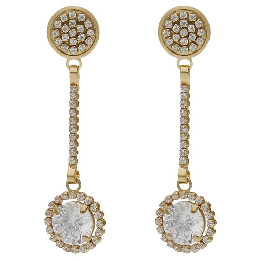 [P1468] PENDIENTES ORO 18KL CIRCONITAS - 9x35MM