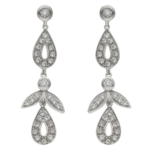 [P1347] PENDIENTES ORO BLANCO 18KL CIRCONITAS - 13x42MM