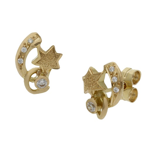 [P1397] PENDIENTES ORO 18KL  ESTRELLAS - 7x10MM