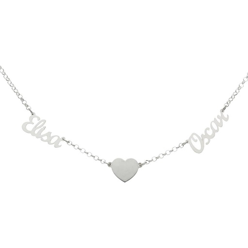 [AG2084] GARGANTILLA PLATA 925MM 2 NOMBRES + CORAZON