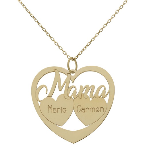 [G1085] GARGANTILLA ORO 18KL MAMA + 2 CORAZONES