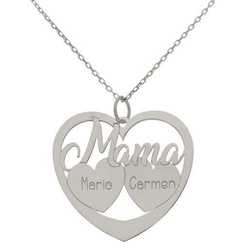 [G1095] GARGANTILLA ORO BLANCO 18KL MAMA + 2 CORAZONES